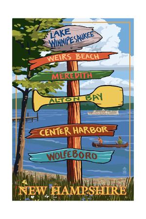 New Hampshire Canoe Lake Winnipesaukee USA Travel Vintage Poster Repo FREE S//H